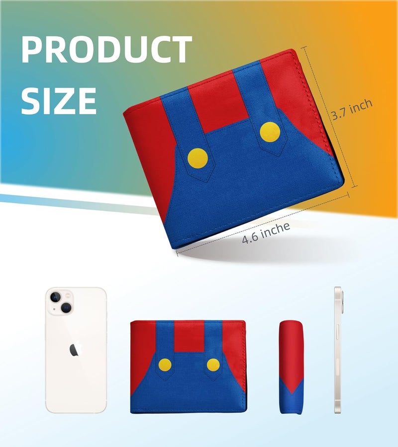 WRIGAEL Credit Card Holder Wallet Rfid Blocking Kids Boys Bifold Teen Cool Cute for Cash with ID Window Cardholder Teenage Teenager, Red Blue - Image 2